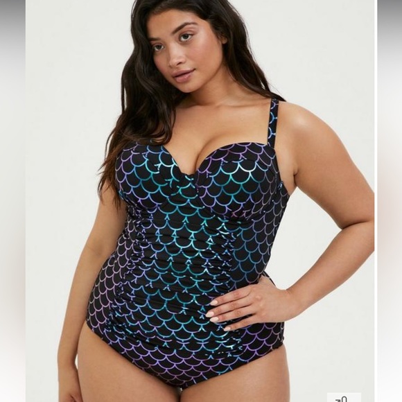 torrid Other - NWOT - Torrid Slim Fix Underwire Strappy Back Mermaid One Piece Swimsuit - Sz. 3
